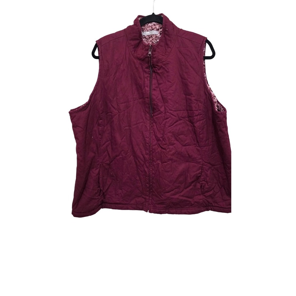Lee Riders Women's Reversible Quilted & Sherpa Vest Burgundy/Mauve Size 2X